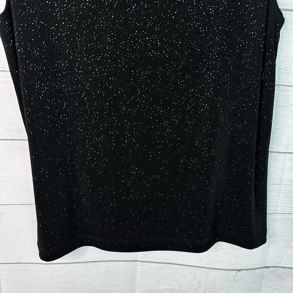Chicos Travelers Womens size 2 US Large 12 Sparkly Slinky Tank Top Black - Picture 6 of 9